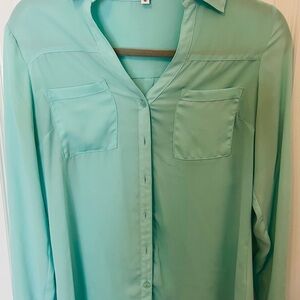Express Button Down Mint Green Blouse